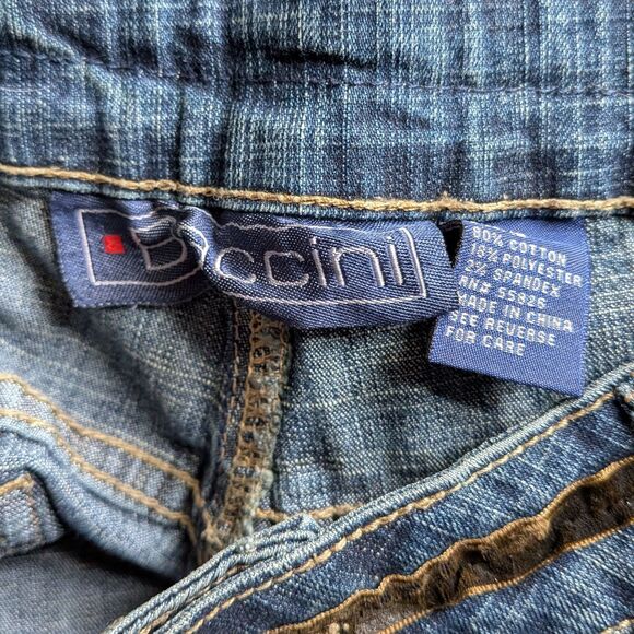 Vintage Y2K Baccini Bootcut Jeans Velvet Sequin Rhinestone Detail Size 12 - Picture 8 of 14